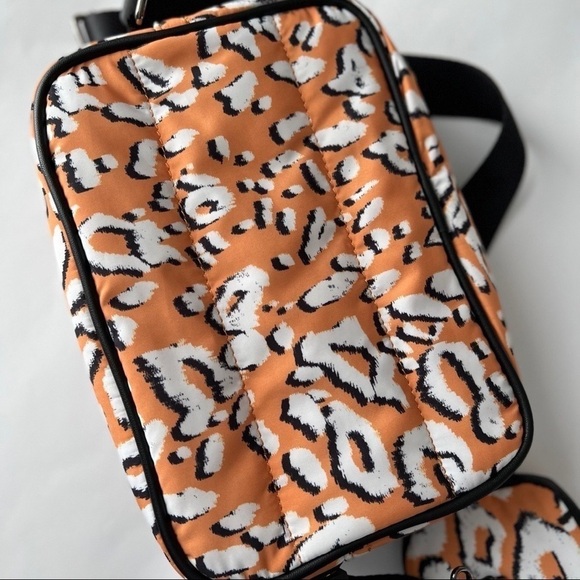 NWT TED BAKER Niqia Nylon Animal Print Orange Black Crossbody Bag w/ Attachment - Picture 5 of 8